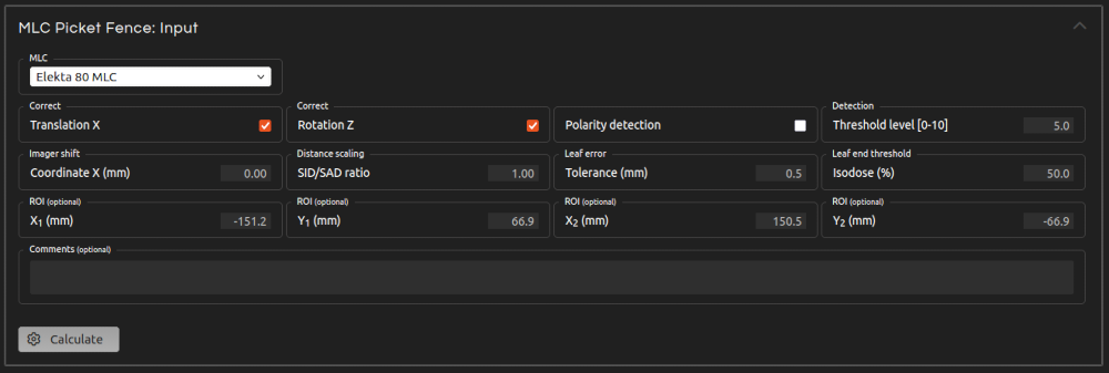 MLC Picket Fence: input